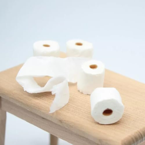 Miniature Toilet Paper Roll, Dollhouse Toilet Paper, Miniature Tissue Paper, Mini Toilet Paper Rolls for Dollhouse, Kitchen and Bathroom Micro Models, Doll Photography Props (10PCS)