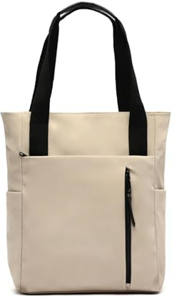 MISAKO Dominica mochila grande en nylon con bolsillo para portátil (14) y asa de hombro Mujer - Dominica Beige 38x12x29cm