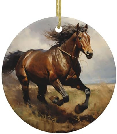 Weihnachtsbaumschmuck, Motiv: Pferde, laufende Kunst, hängende Baumschmuck, gebeizte Keramik, Geschenke für Frauen