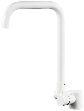 Grifo Cocina Abatibles para Ventana Grifos de Cocina Orificio Único Acero Inoxidable Agua Fría y Caliente Giratorio Griferia Abatible de Cocina-Blanco