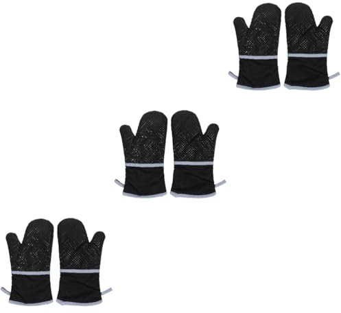 Cabilock 6 Piezas Guantes De Cocina Soldadura Electricista Recargable Utensilio Dedos USB Guantes De Horno Resistentes Al Calor Guantes De Horno Antideslizantes Black Poliéster Algodón