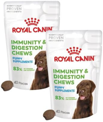 Immunity & Digestion Chews Puppy | Kausnacks für Welpen | 2 x 100 g | Royal Canin | Ergänzungsfuttermittel | Zur Unterstützung von Verdauung & Abwehrfunktionen | Mit Vitamin C & E | Doppelpack