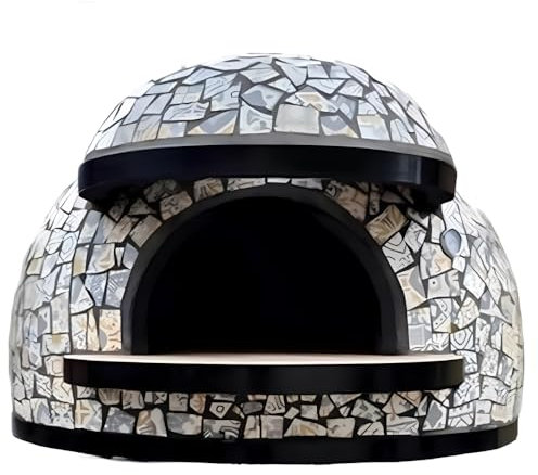 FORTUNATO Forno Pizza Legna Artigianale Tradizionale Linea Vietri Rivestimento Mosaico Rosso Alta Resistenza Pane Grigliata (Diametro 140 cm)