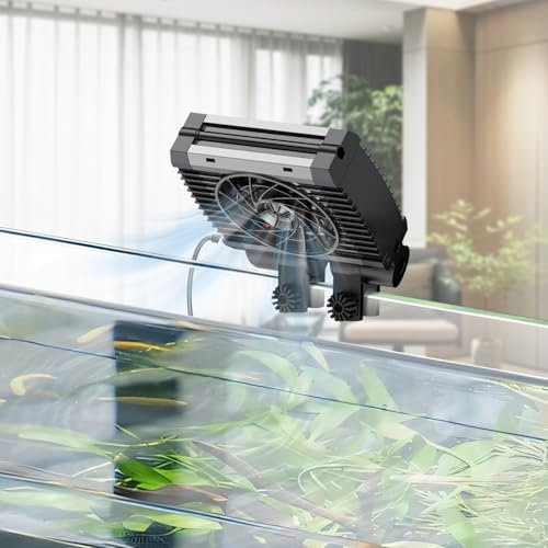 Pawfly Enfriador de Acuarios, Enfriador de Acuarios Silencioso, Ventilador de Acuarios con Velocidad Regulable Y Temporizador, Enfriador de Agua para Terrarios de hasta 40 cm (1 Ventilador)