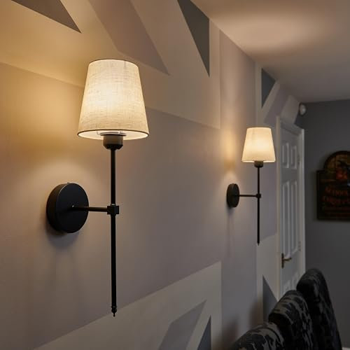 Auraglow Rechargeable Wireless LED Wall Light with Remote – Battery-Powered, Dimmable, Colour-Changing for Bedrooms & Living Rooms (Black, Bundle: 2 Lamps, 2 Light Sources, 1 Remote)