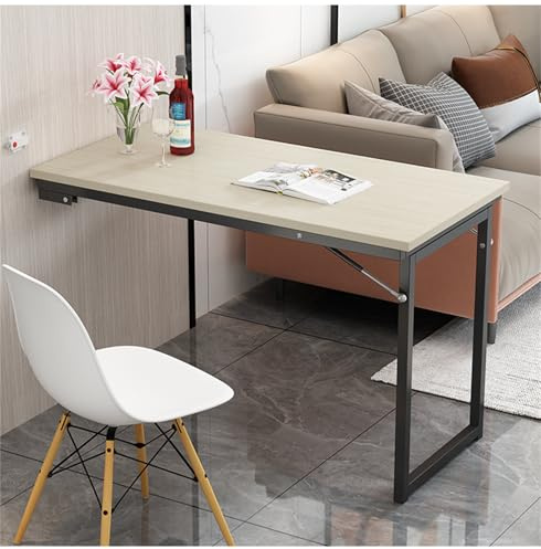 Pounjsd Wandmontierter Klapptisch Platzsparender, klapptisch Wand 100x60cm, Schwebender Schreibtisch, Schreibtisch für kleine Räume,Klappbarer Wandtisch für Küche und Wohnzimmer