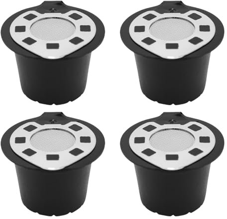 Lot de 4 dosettes de café rechargeables avec couvercle en acier inoxydable, accessoires pour filtre à café avec tamper pièces pour machine à expresso