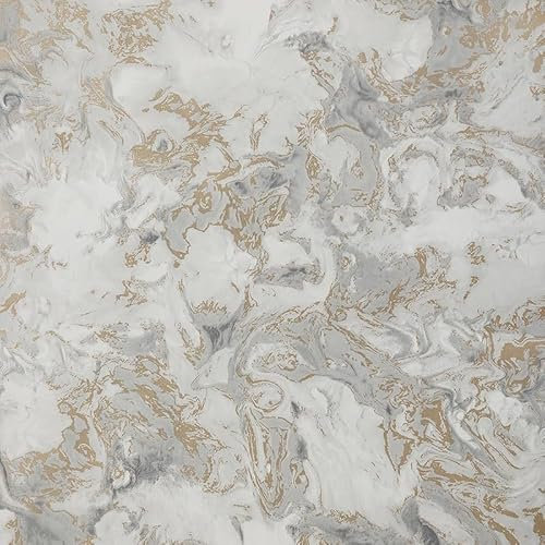 Snewvie Marble Gold Wallpaper,Feature Metallic Marble Effect Wall Paper, Stone Textured Finish & Metallic Detailing Modern Wallpaper for Living Room, Bedroom, Fireplace,Hallway