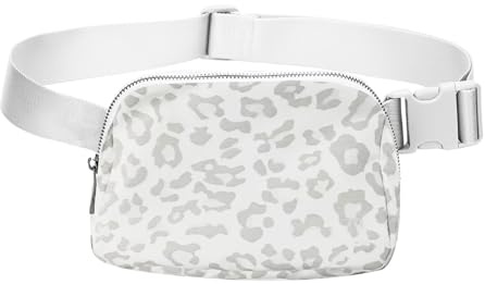 Hüftgürteltasche, modische Bauchtasche, für Damen und Herren, Geschenk, Umhängetasche mit verstellbarem Gurt, für Reisen, Laufen, Wandern, Spazierengehen, Leopardenmuster, Weiß, modisch