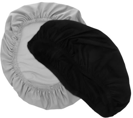 Luxshiny Universal Toilet Tank Cover 2pcs, Stretchable Polyester Washable Bathroom Tank Lid Protector, Dark Grey and Black, Soft Fit for Toilet Cistern Top, Bathroom Accessories