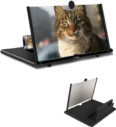HUVZOR Accesorios Amplificador Pantalla Móvil 12 Pulgadas HD, Lupa Plegable 3D Anti Luz Azul - Ideal para Ver Películas y Videos en Todos los Smartphones,Ampliación Sin Distorsión