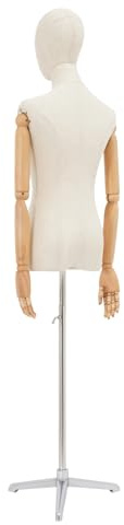Schaufensterpuppe Weiblich Schneiderpuppe mit Armen Kleiderpuppe Ausstellen für Vitrine Schneiderpuppe verstellbar für Kleid Schmuck Display, Beige