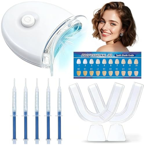 Kit Blanchiment Dentaire, Blanchiment Dentaire,5 Gels Blanchissants, Gel blanchiment dentaire, Blanchir les Dent Facilement, Rapide Nettoyage,Élimine les Taches Profondes,Pour Hommes et Femmes(blanc)