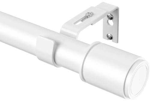 TRAROD White Curtain Poles 79-320 cm, 25 mm Diameter Extendable Curtain Pole for Eyelet Curtains, Metal Curtain Rod with Adjustable Brackets, Extra Long Curtain Rail for Bedroom & Living Room