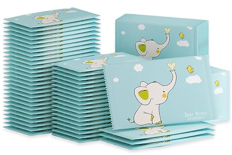 50 Pièces Emballage Individuel Lingettes Humides Doux Respectueux Peau, Emballage Individuel Lingettes Humides Lavable Vie Quotidienne Voyages Sports