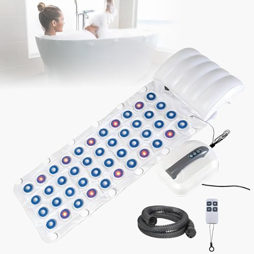 MINHUIJIHUI Sprudelmatte Badewanne, Whirlpool Matte mit 93 Massagedüsen und 6 Intensitätsstufen, Fernbedienung für Personalisierung, Ultra-Leise Betrieb,Farbwechsel-Licht, Schmerzlinderung