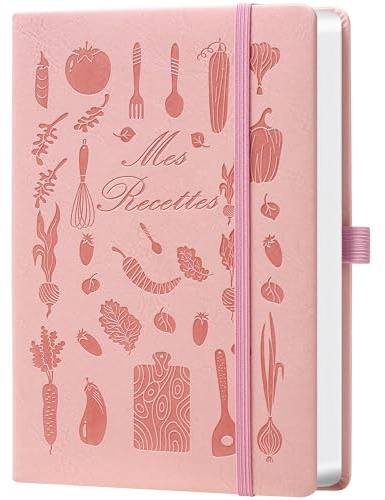 HwxBen Carnet de Recettes à Remplir A5 – Livre de Recettes Vierge avec Index, Cahier de Cuisine à Remplir pour Noter Vos Recettes Maison – Idée Cadeau pour Passionnés de Cuisine– Rose