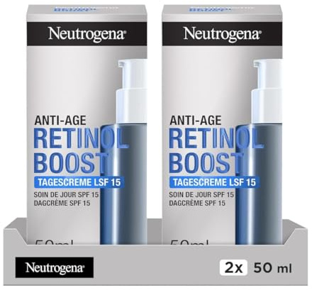 Neutrogena Retinol Boost Anti Age Tagescreme LSF 15, 2 x 50 ml | Anti-Aging Gesichtscreme mit Retinol und Hyaluronsäure, Faltencreme mit Soforteffekt & Lichtschutzfaktor für straffere Haut