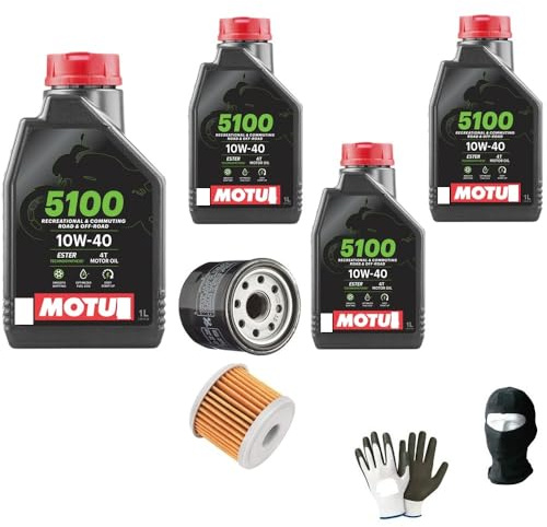 KIT TAGLIANDO PER OLIO MOTORE MOTO 4T TEMPI COMPATIBILE CON YAMAH A XV 535 DX VIRAGO MANUTENZIONE CAMBIO OLIO MOTO 4 LITRI DI OLIO MOTU L 10W40 5100 SEMISINTETICO+1 FILTRO OLIO