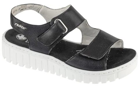 Rieker Sandals V1382-00, Women sandals, Black, 38 EU