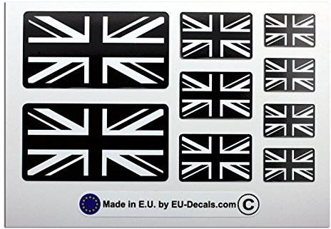 9X UK Union Jack bandiere in bianco e nero laminato decalcomania per casco e moto MioVespa collezione