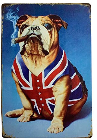 Tin Metal Sign Plaque Bar Pub Vintage Retro Wall Decor Poster Home Club Tavern Wall Door (30 x 20 cm) - UK Company (046 British Bulldog)