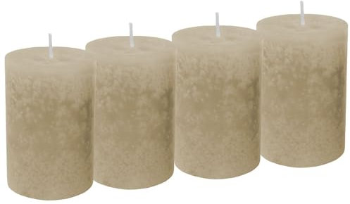 Unbekannt 4 Stumpenkerzen Kerzen Taupe Beige Sand Tischdeko Deko Adventskranz Weihnachten Hochzeit Kommunion Konfirmation