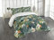 ABAKUHAUS Hawaii Tagesdecke Set, Bunte Polynesien Pflanze, Set mit Kissenbezügen Romantischer Stil, für Doppelbetten 220 x 220 cm, Fern Green Jade Grün Orange