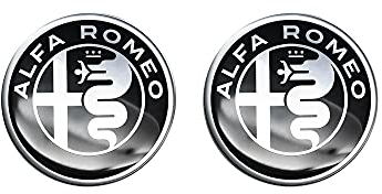 Alfa Romeo Logo offizielle 3D Aufkleber, schwarz auf weiß, Durchmesser: 21 mm, Zweier-Set, diam. 21 mm