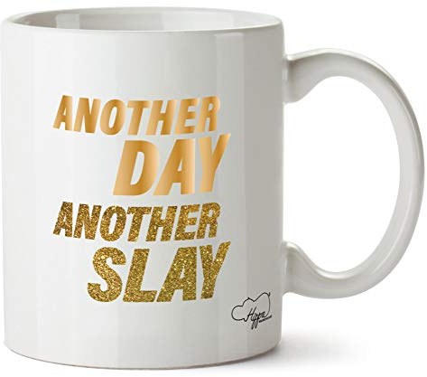 Hippowarehouse Another Day Another Slay - Gold Glitter Printed Mug Cup Ceramic 10oz