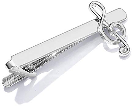 Miki-ZBusiness Tie Bar Hommes Cravate Clip Creative Argent Haut de Gamme Clips De Mode Cadeaux Charmes Bijoux Pins Musique Note Décoration Chemise Costume Vêtements Accessoires