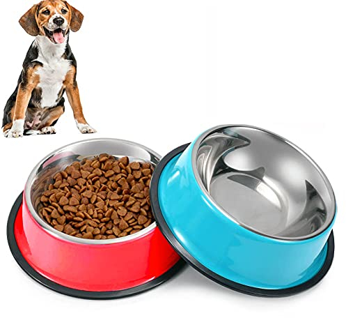 SUOXU Lot de 2 gamelles pour Chien en Acier Inoxydable antidérapant et Anti-Fuite, Multifonctionnelles pour Animaux domestiques, Gamelles de Nourriture pour Chien de Taille Moyenne