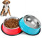 SUOXU Dog Bowl,Stainless Steel Dog dishes,Non-Slip Dog Feeding Bowls Metal Dog Bowls,Medium Dog Food Bowl and Water Bowls,Pack of 2