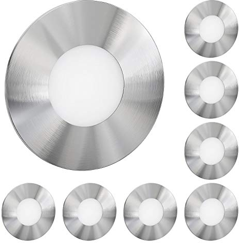 ledscom.de 8 Stück LED Treppenlicht/Wandeinbauleuchte FEX für innen und außen, rund, edelstahl, 85mm Ø, warmweiß