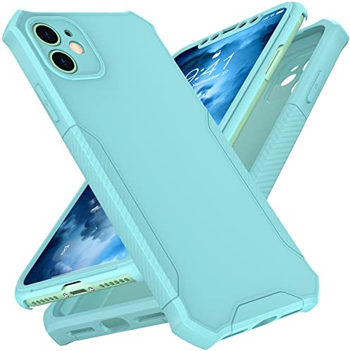 ORETECH Coque Compatible avec iPhone 11 avec 2 Verre trempé Protection écran,Mince Silicone Coque iPhone 11 Etui iPhone 11 Housse Anti Rayures PC TPU Etui pour iPhone 11 Coque 6.1 Pouces Vert