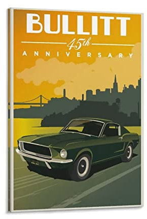 ASDSA Retro Muscle Car Retro Muscle Car Poster Ford Mustang Poster Dekorative Malerei Leinwand Wandkunst Wohnzimmer Poster Schlafzimmer Malerei 60 x 90 cm