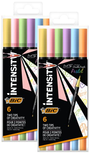 BIC Intensity Dual Tip Pastell-Filzstifte - in 6 Farben, 2 x Pack à 6