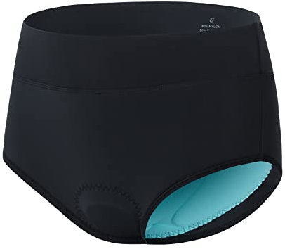 Homord Radunterhose Damen Gepolstert Gemütlich Fahrradunterhose Damen Atmungsaktiv Radsportunterwäsche mit 4D Gel Sitzpolster, Schwarz, XL