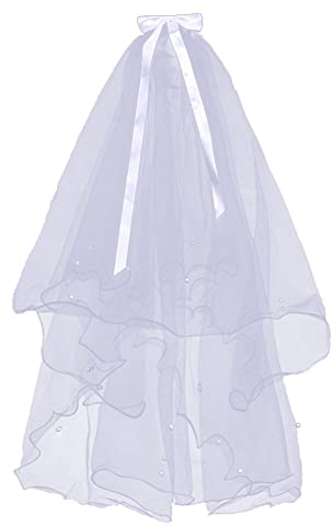 Uposao Brautschleier mit Kamm,Hochzeit Schleier Weicher Tüll Brautkleidzubehör mit Perlen Hochzeitsschleier mit 2 Schichten Braut Kathedrale Schleier Gesichts Gaze für Karneval Fasching Cosplay,Weiss