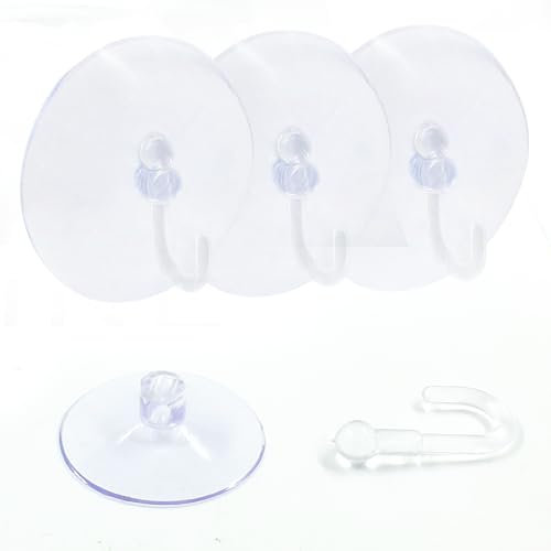 Kyuionty Lot de 30 crochets à ventouse en plastique transparent réutilisables pour fenêtre, mur, salle de bain, douche, cuisine (50 mm)