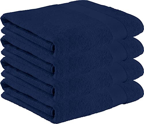 Erwin Müller Badetuch Sindelfingen 4er-Pack Walk-Frottier - Kochfest dunkelblau Größe 100x150 cm