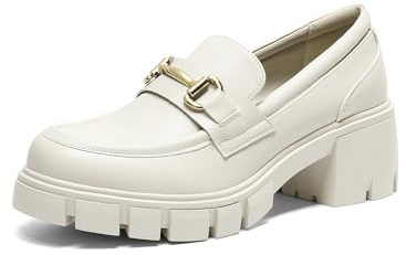 DREAM PAIRS Loafers for Women Platform Chunky Loafers Slip On Casual Shoes,Size 8,Beige,SDLS2321W