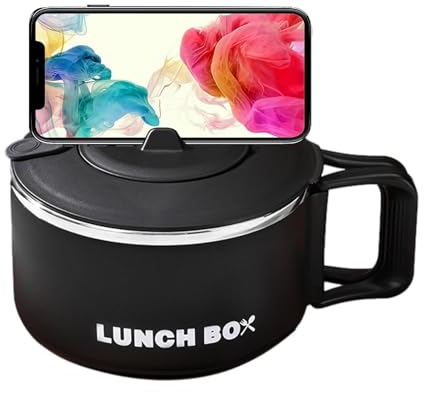 Uozonit Instant Noodle Bowl | 1200ml Cooker Soup Cup Lunch Box | Japanese Bowl Stainless Steel Portable High Capacity Bowl for Dorm Office College