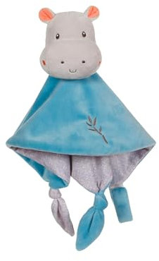 Gipsy Toys – Carre Doudou Hippopotame – Gamme « Bamboo » - 24 CM S/Carte – Bleu ET Gris– 1ER Age
