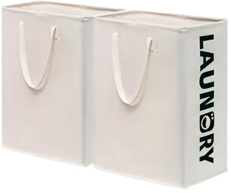 TIMEYARD Wäschekorb, Wäschesammler, Aufbewahrungskorb, Laundry Baskets, Wäschekörbe Groß, Wäschekorb Faltbar für Badzimmer, 75L, Weiß