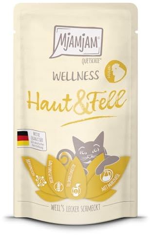 MjAMjAM - Premium Nassfutter für Katzen - Wellness - Haut & Fell - Huhn, 1er Pack (1 x 125g), getreidefrei