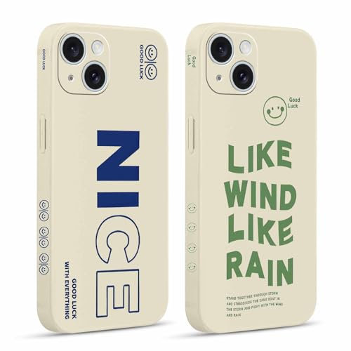 Pnakqil 2 stück Handyhülle für Apple iPhone 15 6,1, Mädchen Lächelndes Gesicht Hülle lustiges Funny Hülle Süßes Bemaltes Muster Aesthetic Design Stoßfest Kratzfest Case, 10