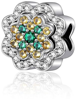 Wedanor Charme Kleeblatt vierblättrig Charms Anhänger 925 Sterling Silber Charm Pendant für Europäische Armbänder und Halsketten