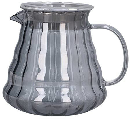 Cafetière en verre, serveur de café en verre rayé, cafetière de remplacement, percolateur avec couvercle, filtres à café percolateur pour verser sur le café (500 ml)