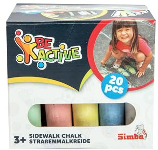 Simba 20 gessetti per pittura stradale, 5 colori: blu, giallo, rosso, verde, bianco, 2,5 x 10,5 cm, dai 3 anni in su